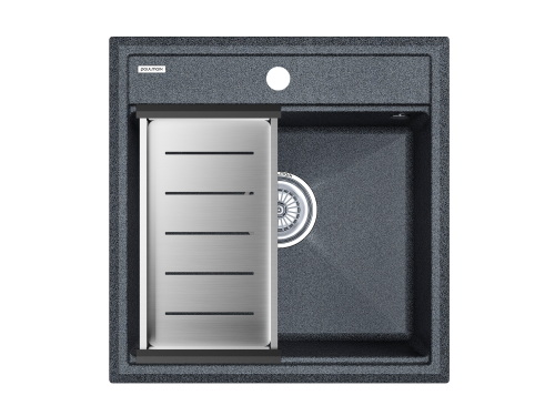 Кухонная мойка + коландер Paulmark PM115051-DG+A375-BS 50х51 цвет графит